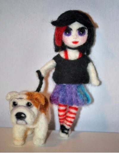 Encargo Escultura chica con perro